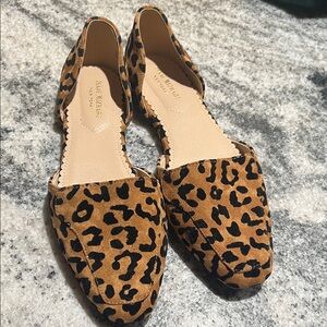 Isaac Mizrahi Leopard Print Pointed D'Orsay Flats in Tan and Black